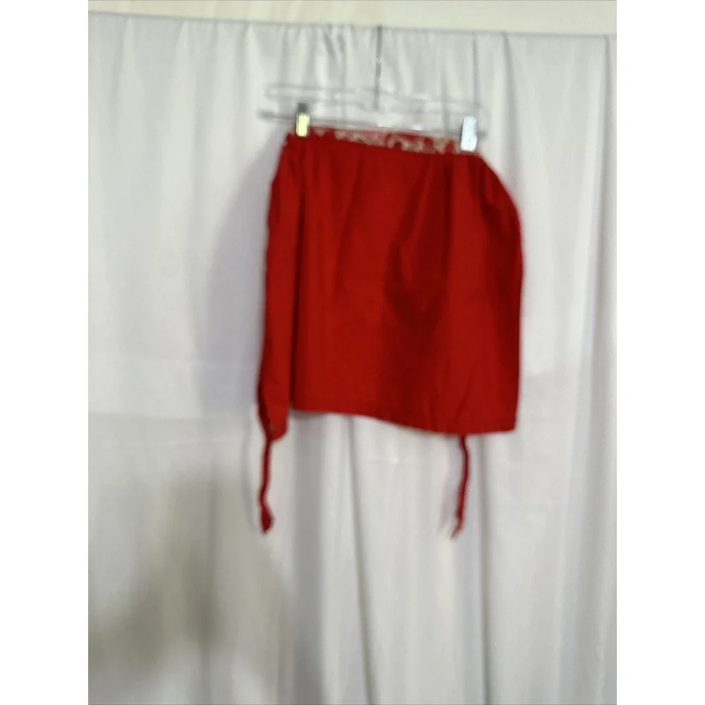 Unbranded Half Apron Women OS Red Excellent‎ Floral Pocket Rickrack Retro Cotton
